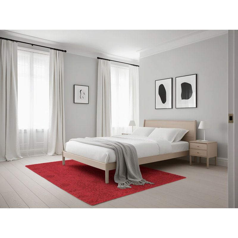 Tapis de zone rouge contemporaine, Rectangle 5 pi x 7 pi