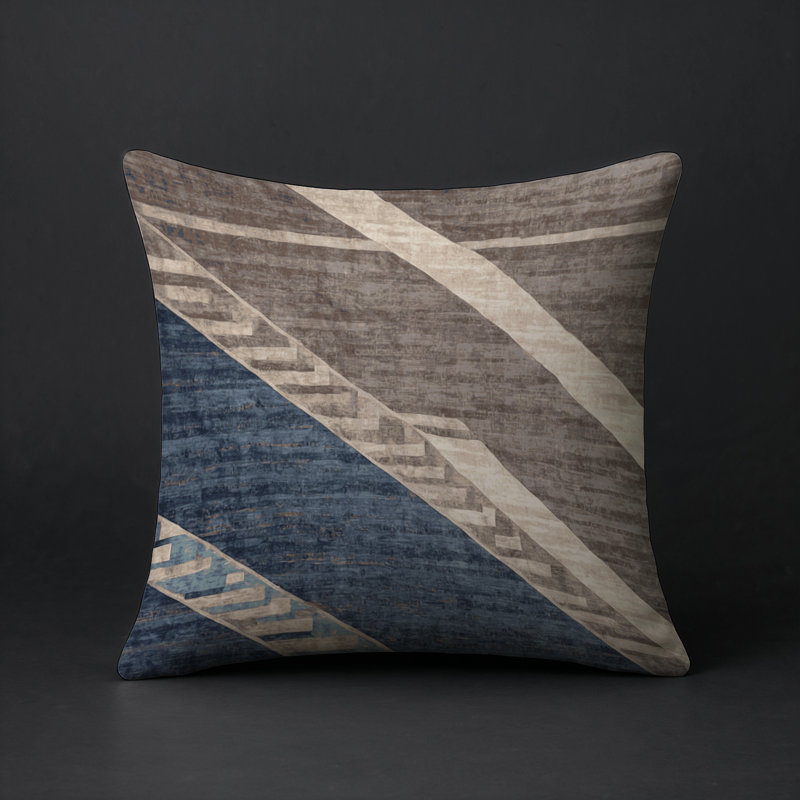 Coussin décoratif intérieur et extérieur Modern, Gris abstrait 19, Carré 16 po