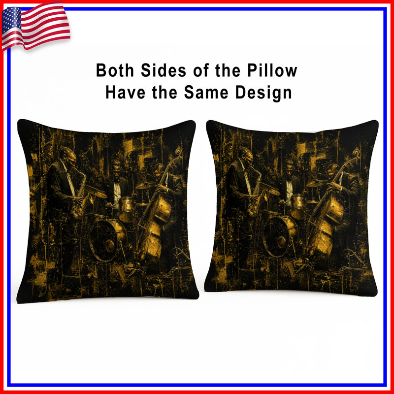 Jazz Music Band Double Sided Throw Pillows, 16 x 16 inches