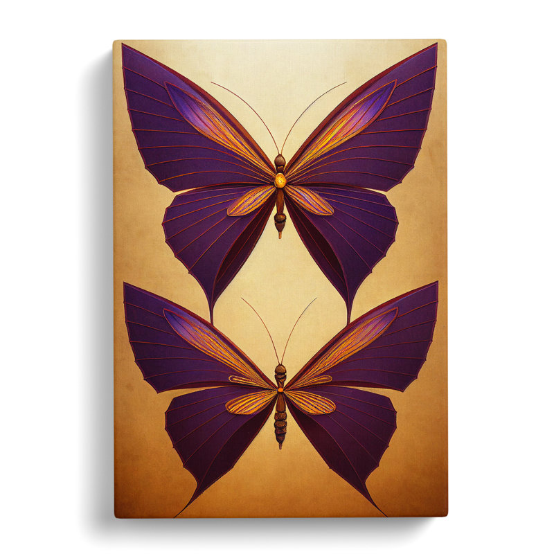 Intriguing Butterflies - Wrapped Canvas Graphic Art, 76cm H x 50cm W x 3cm D