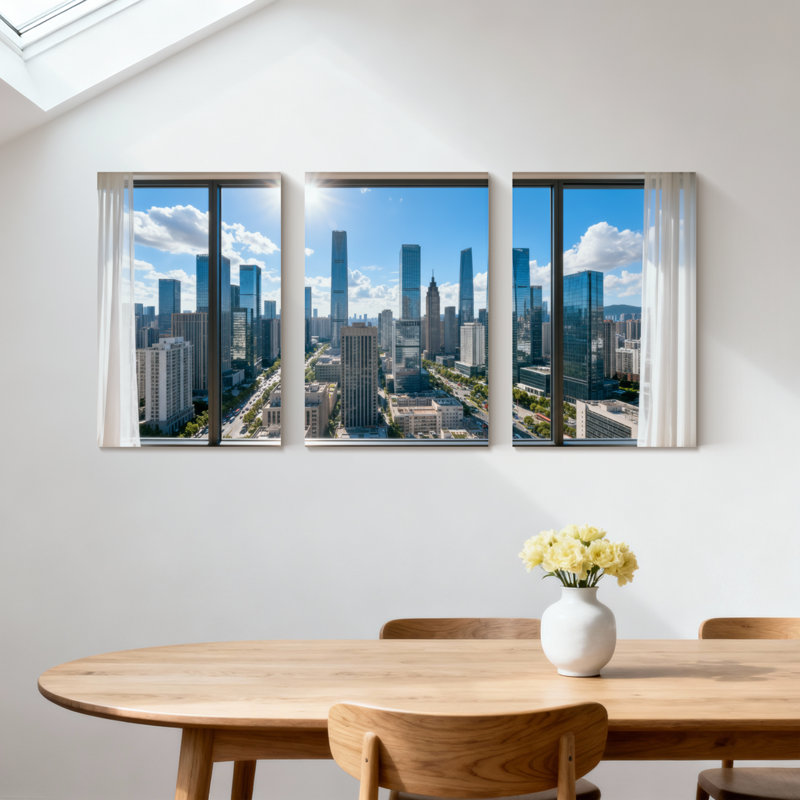 Ensemble de 3 impressions d'art sur toile, paysage urbain et urbain moderne, H 18 po x l 36 po