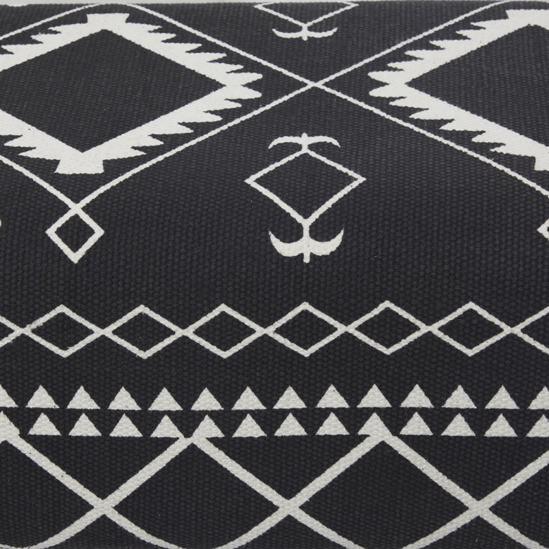 Banc tribal en bois noir avec pieds en bois, H 18,05 po x l 32,50 po x P 14,70 po