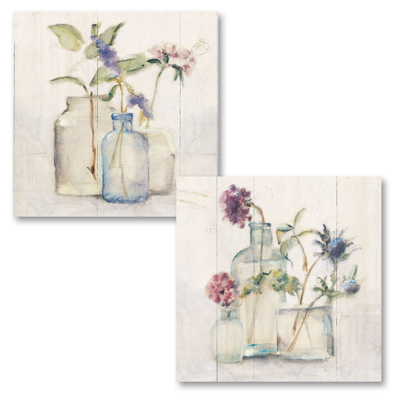 «Blossoms on Birch I & II» par Cheri Blum - ensemble de 2 reproductions de peintures à l'acrylique, Papier