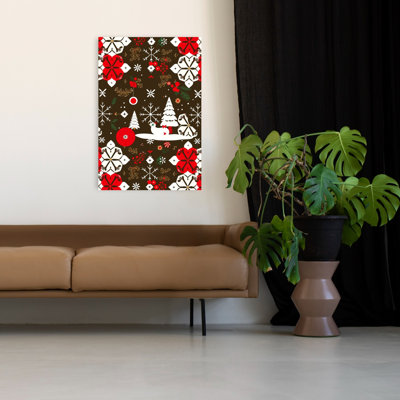 «Holiday Snowman Motif», reproduction d'art contemporain sur fond de pin contemporain contemporain