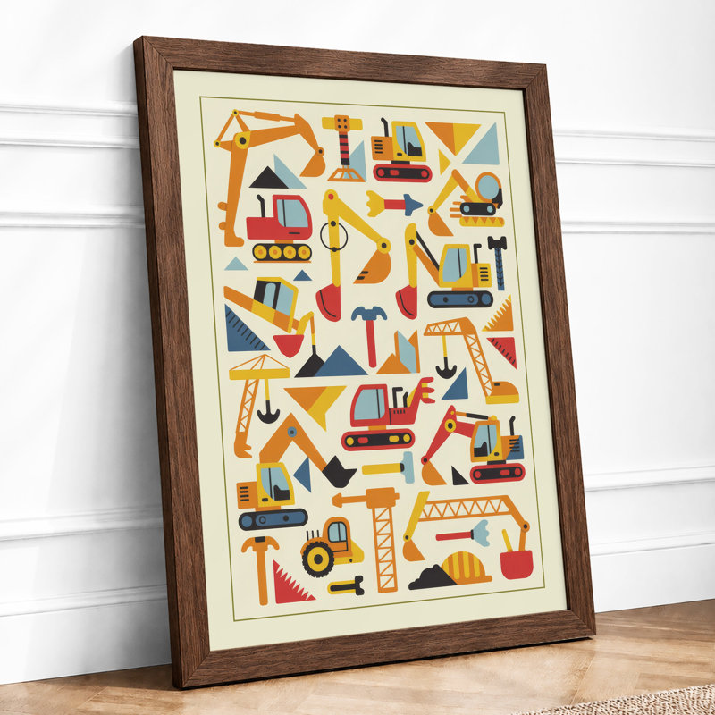 Industrial Tools Grid Geometric - Framed Print, A2 - 59.4 x 42.0 cm, Walnut