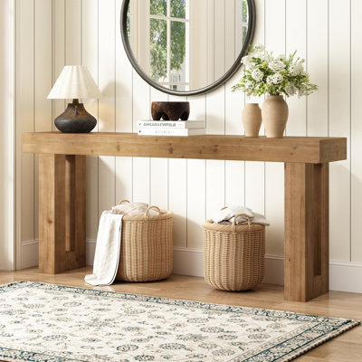 Console en bois de sapin massif de 70 po de largeur - Longue entrée de ferme et table de canapé pour le couloir et le vestibule