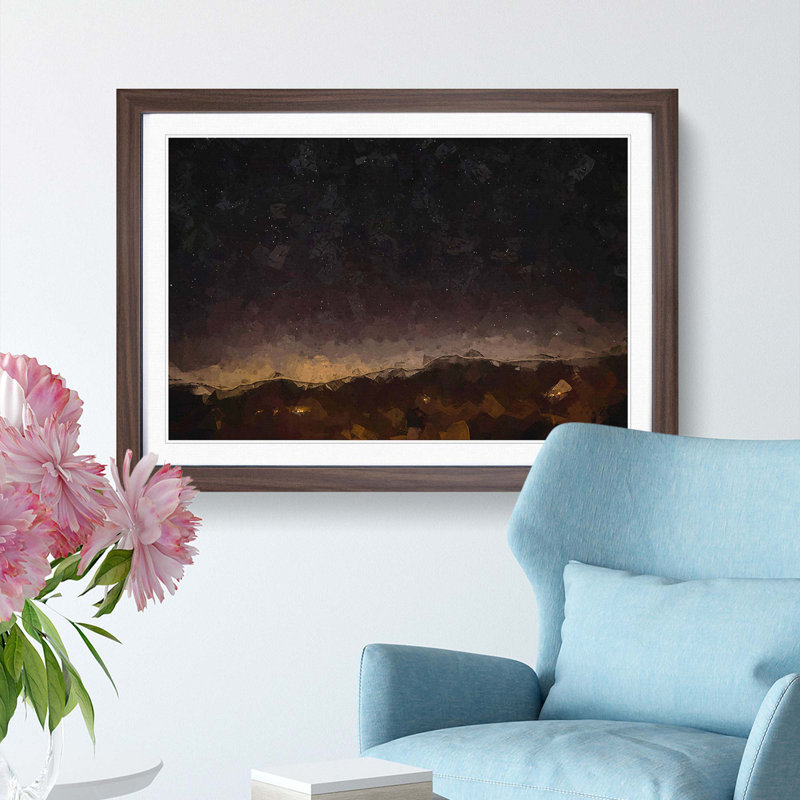 Stars over Trigance in France - Picture Frame Graphic Art Print, 36cm H x 48cm W x 2cm D, Walnut Framed
