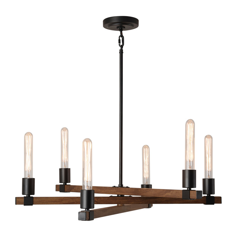 Walken 6 - Light Dimmable Wagon Wheel Chandelier