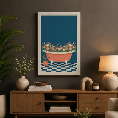 Bathtub in Bloom Modern 1 Piece Wrapped Canvas Wall Art