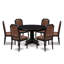 Ensemble de table de cuisine 7 pièces avec 6 chaises de cuisine en polyester texturé brun, haut dossier et une table de cuisine au fini noir sablé.-1662195591-1672200591