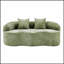 Canapé incurvé vert avec accoudoir rond, canapé à compression avec 2 coussins, crème pour petits espaces, sans assemblage