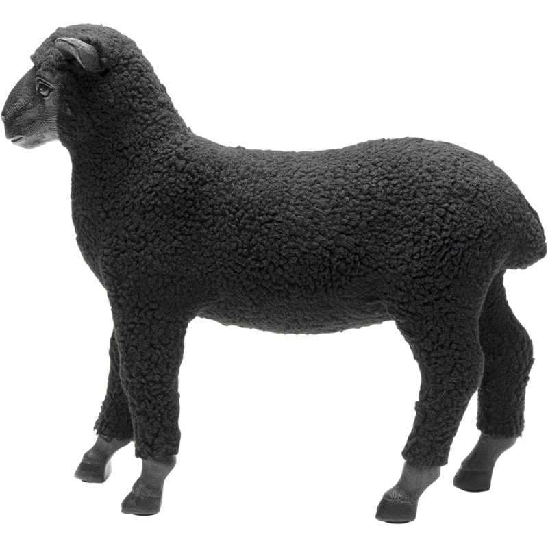 Black Happy Sheep Wool Figurine