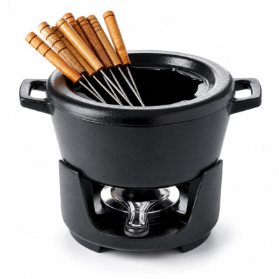 Alva Nori Enameled Cast Iron Fondue Set, 8-Piece, 2-Qt.