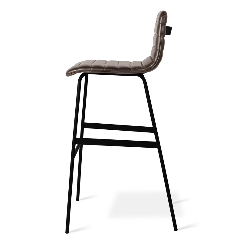 Upholstered Stool with Metal Frame, Short Stool  (18” Seat Height), Saddle Grey Genuine Leather
