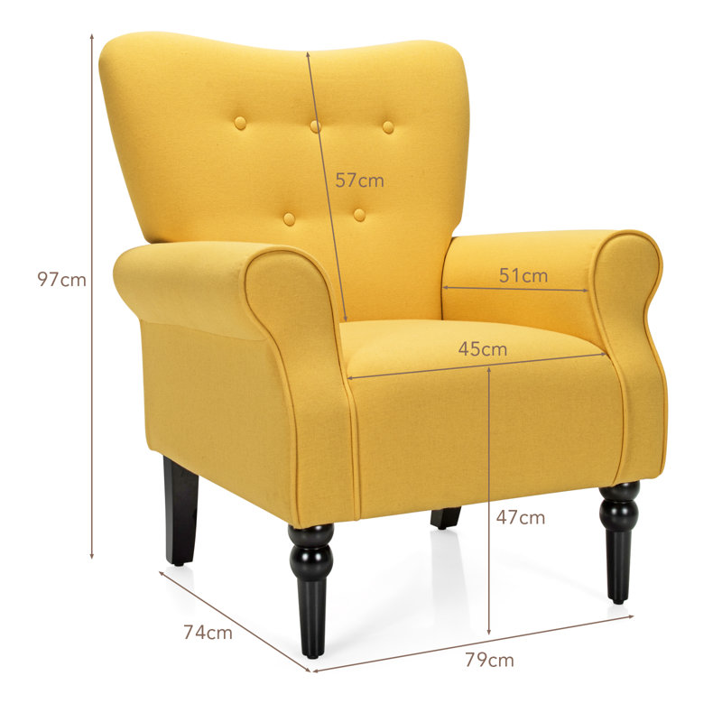 Cleremont Upholstered Armchair, Yellow