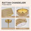 Plafonnier semi-encastré en rotin 17,7 po Boho-1898361889