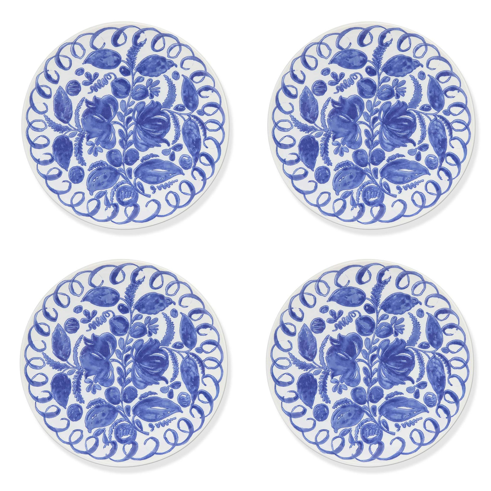 11" Dinner Plate, White/Blue