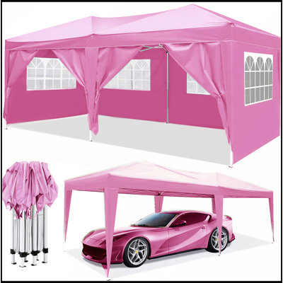 10'x20' EZ Pop Up Canopy with 6 Removable Sidewalls, Carry Bag, and Weight Bags