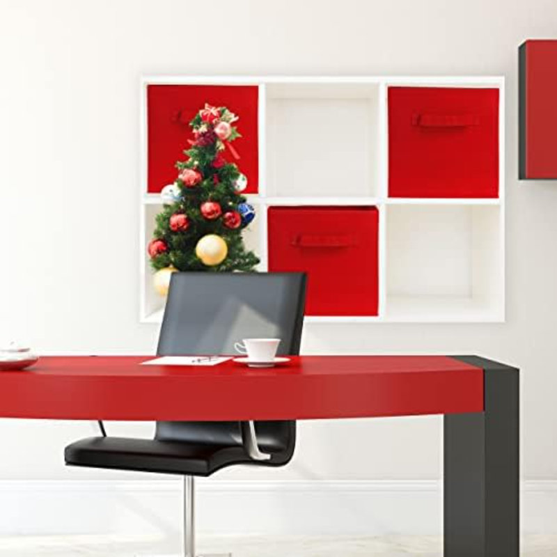 Foldable Cube Storage Bin, Red - 6 Pack, Red