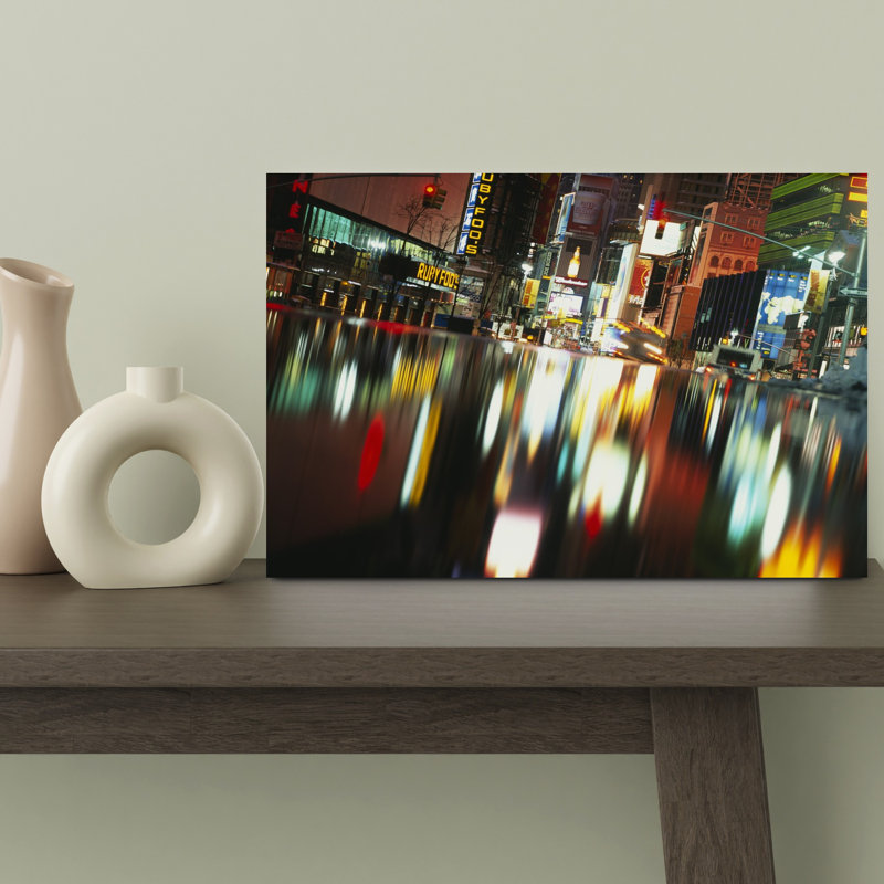Reflection Of Buildings On Water New York City New York State USA by Jerry Driendl Photography - Wrapped Canvas Print