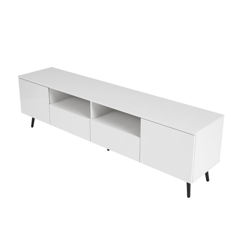 Meuble télé moderne, 16 lumières DEL avec télécommande, Blanc
