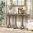 59.8'' Wooden Console Table With Oak Veneer Top And Curved Rubberwood Legs For Entryway, Living Room, Or Dining Space.-1221717722