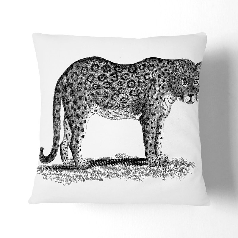 Leopard by George Shaw Cushion with Filling, 40cm H x 40cm W x 15cm D, White