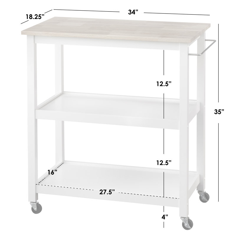Batish 34 " W Kitchen Cart, Charcoal
