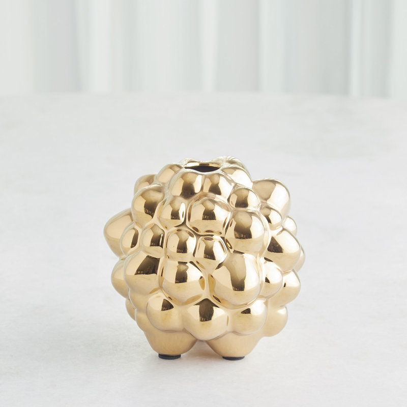 Bubble Vase, 5.25" H x 5.25" W x 5.25" D, Bright Gold