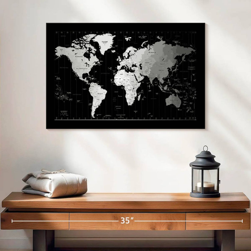 Aliaz Time Zone World Map II, 16" H x 24" W