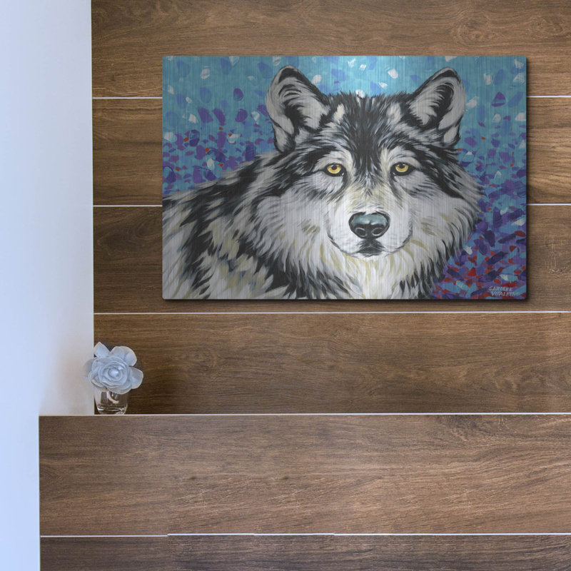 "Loup gris II" par Carolee Vitaletti, H 12 po x l 16 po