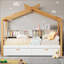 Lit maison en bois blanc