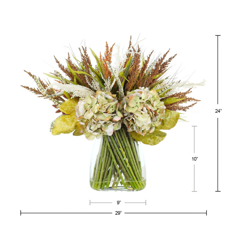 Fall Arrangement with Assorted Heather and Hydrangeas