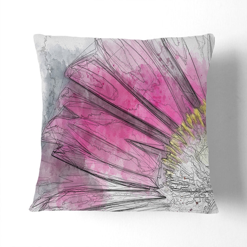 Bright Pink Gerbera Flower In Abstract Abstract Square Throw Cushion, 55cm H x 55cm W x 20cm D