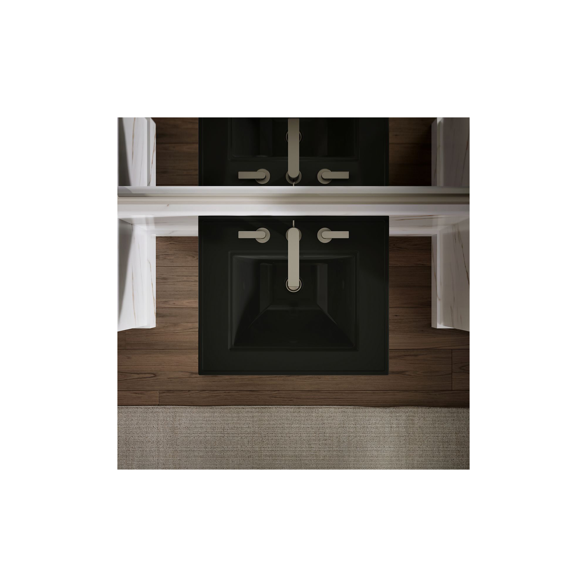 Memoirs Stately Pedestal Bathroom Sink with Faucet Holes, Black, 34.75" H x 20.5" W x 24.5" L, 8" Centers