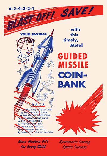 « en monnaie guidée en monnaie à missiles-bank », affiche rétro, H 66 po x l 44 po