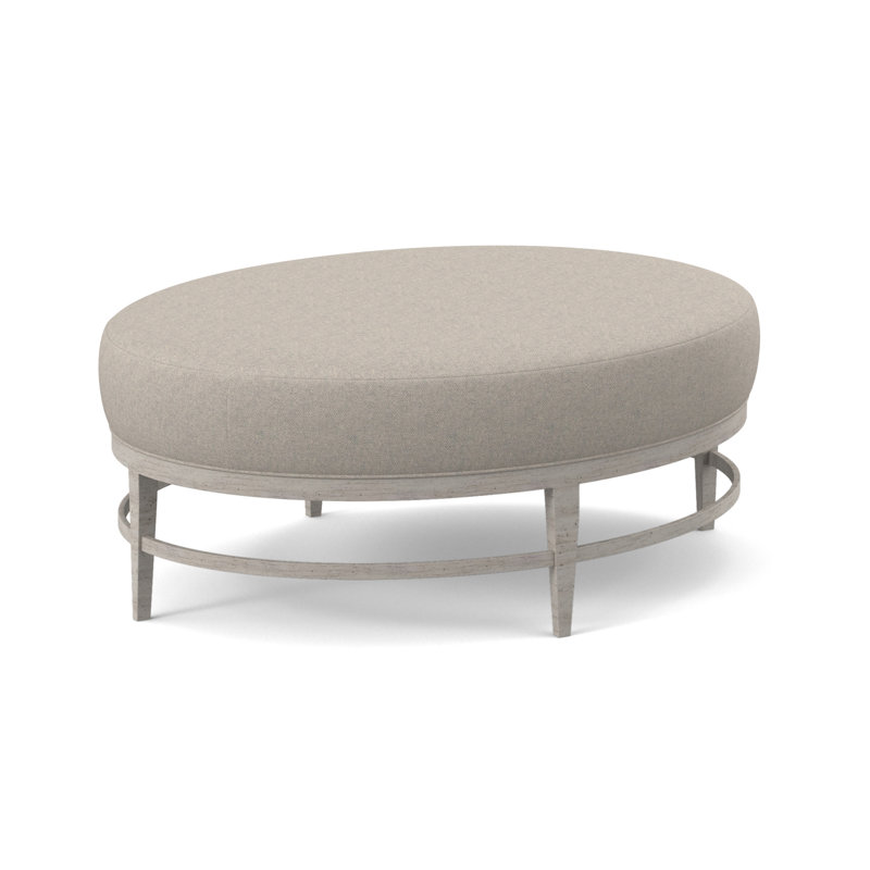 Elliptic Oval Ottoman, Bisque, Venice Ivory 100% Polyester
