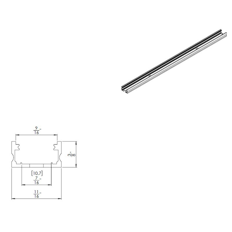 Fixation en surface de 5 pi en aluminium à canal peu profond, blanc, Blanc