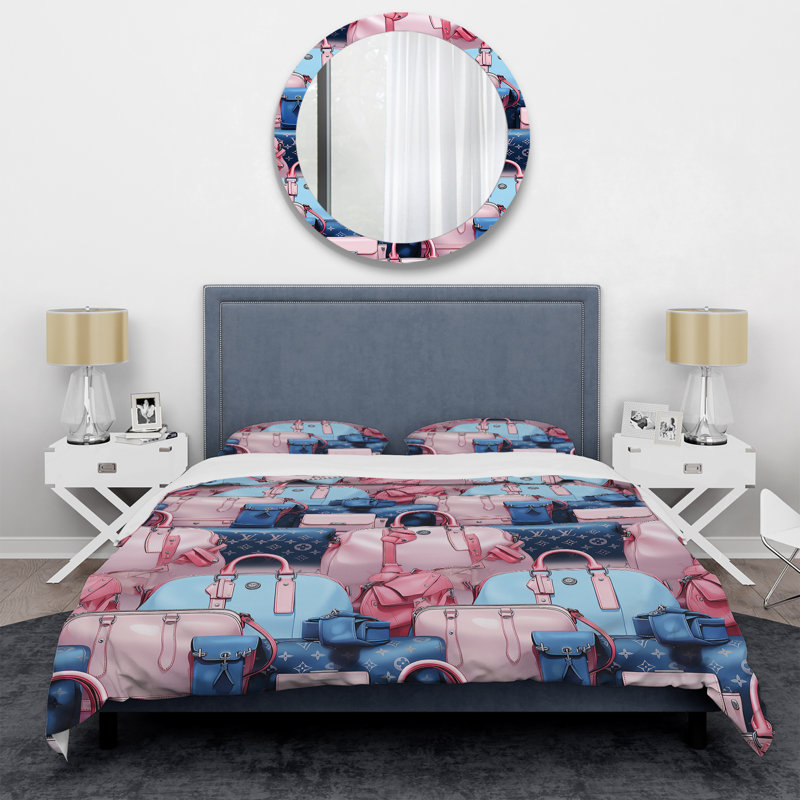 Ensemble de housse de couette rose Popart Chic, Housse de couette pour très grand lit et 2 très