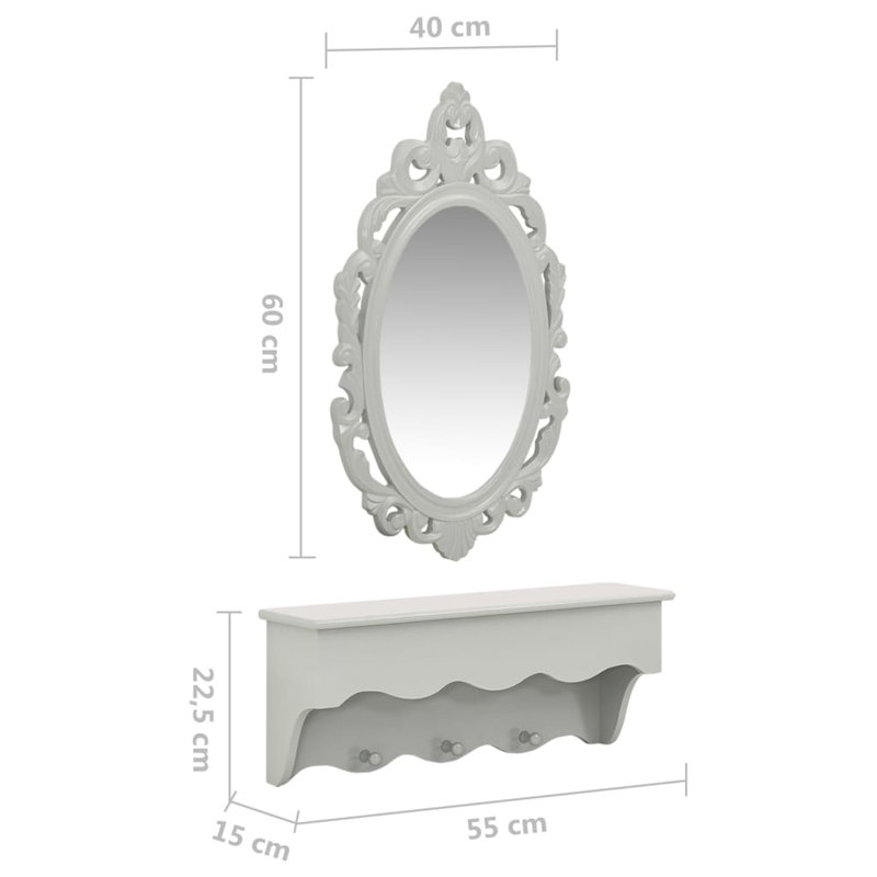  Wall Shelf Set Gray MDF Medium Wall Shelf Set Rectangular