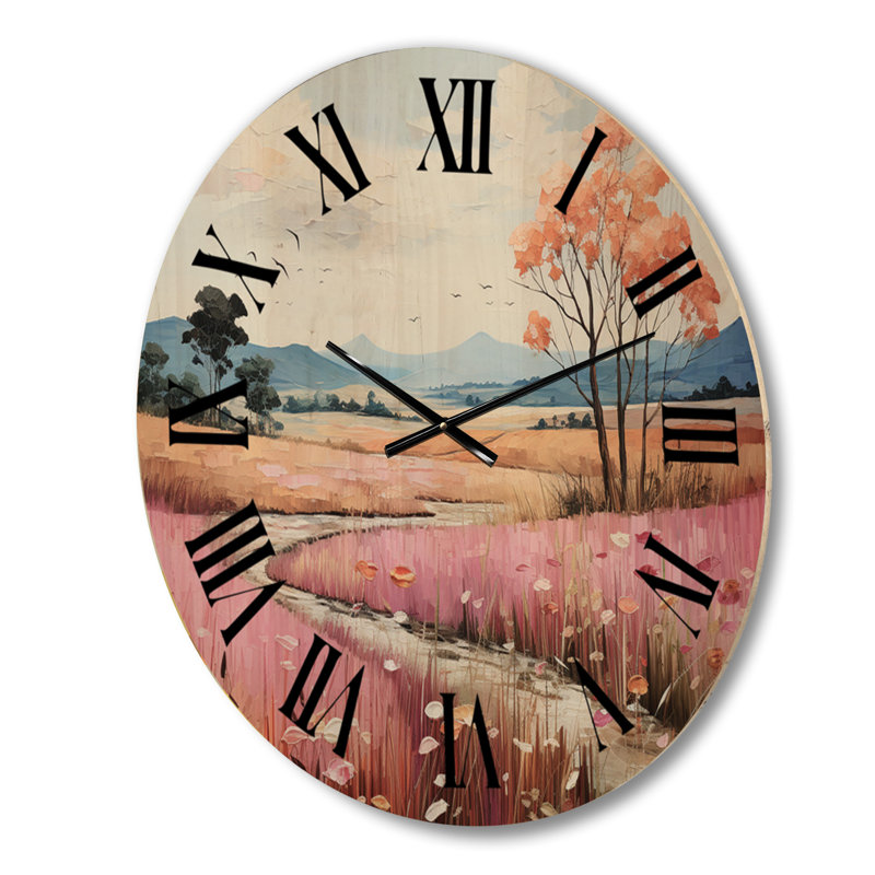 Horloge murale en bois campagne Pastel Hills Patchwork II, Moyenne