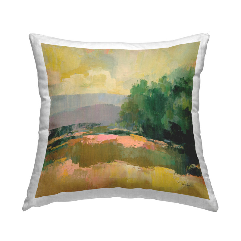Coussin décoratif abstrait imprimé arbre de saule par Silvia Vassileva