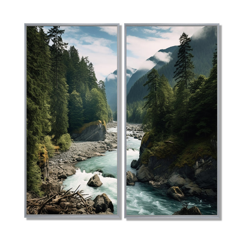 «Washington Mount Rainier National Park III» - 2 impressions sur toile verte, 20" H x 24" W, Impression encadrée flottante