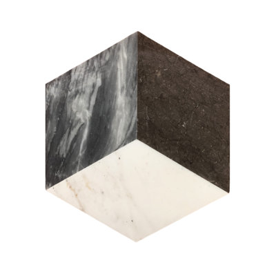 Marbre hexagonal poli - noir gris blanc, 5/8 po d'épaisseur, rehausse l'attrait intérieur du plancher et des carreaux blancs de 0,68 po de hauteur, 5,89 lb, pour un espace commercial