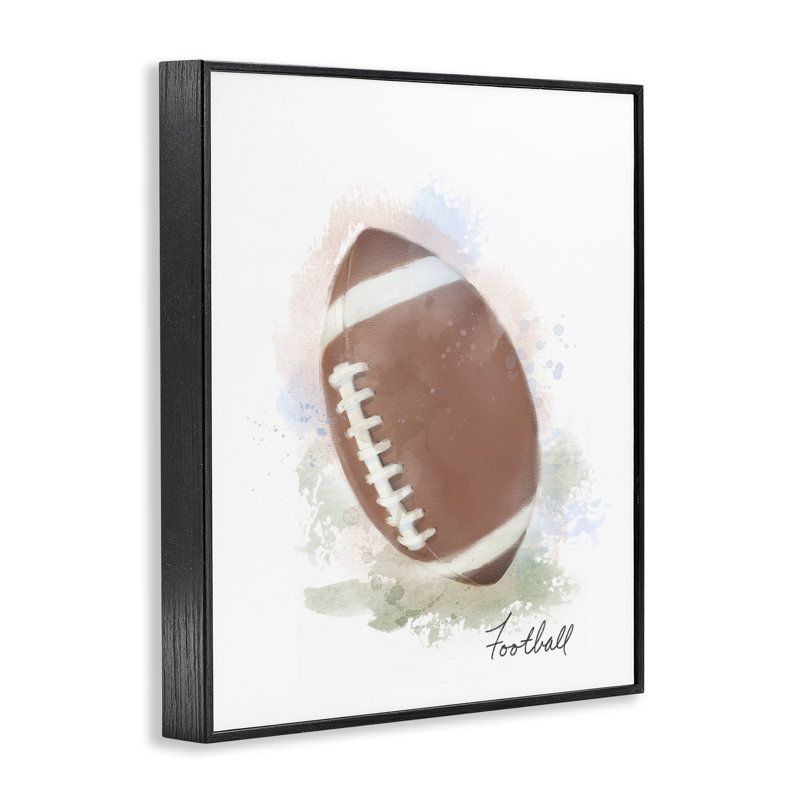 Giclée encadrée de football en pastel doux, design par Matthew Piotrowicz, H 14 po x l 11 po, Giclée encadrée noir minuit