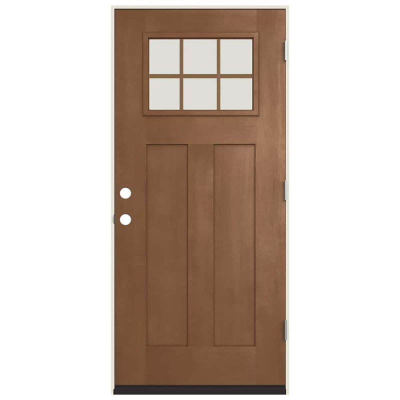 36 in. x 80 in. Left-Hand Craftsman 6 Lite Clear Glass Hazelnut Stain Fiberglass Prehung Front Door with Brickmould 36 in. x 80 in. Left-Hand Craftsman 6 Lite Clear Glass Hazelnut Stain Fiberglass Prehung Front Door with Brickmould