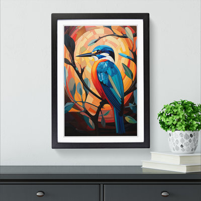 Kingfisher Constructivism No.2 - Single Picture Frame Print on Wood