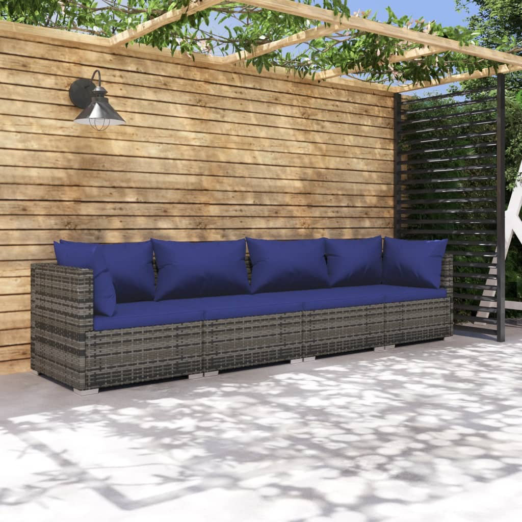 4-Sitzer Lounge-Set Gravett aus Polyrattan mit Polster