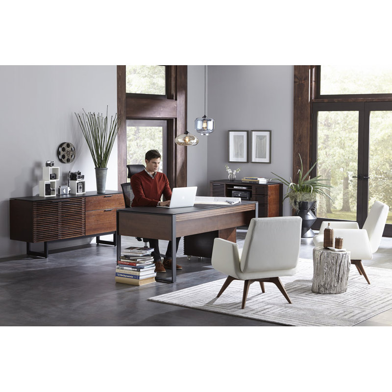 Corridor 3-Drawer 2-Shelf Filing Credenza, Natural Walnut