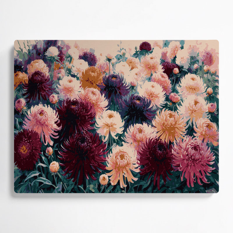 «Botanical Chrysanthemums», art mural en métal brun, H 11 po x l 14 po